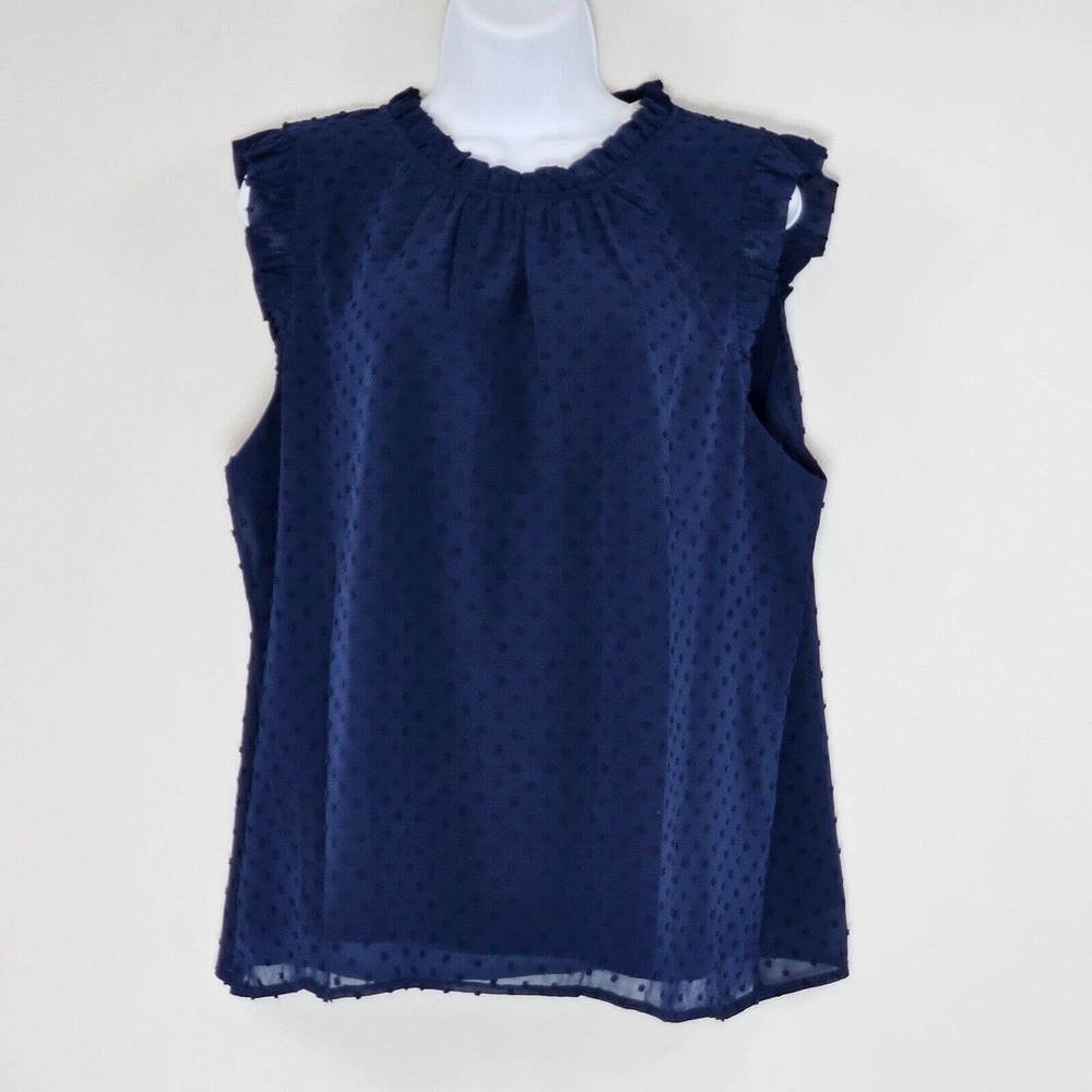 J. Crew Women's Sleeveless Top Ruffle Neck Lined Clip Dot New With Tag Size XL